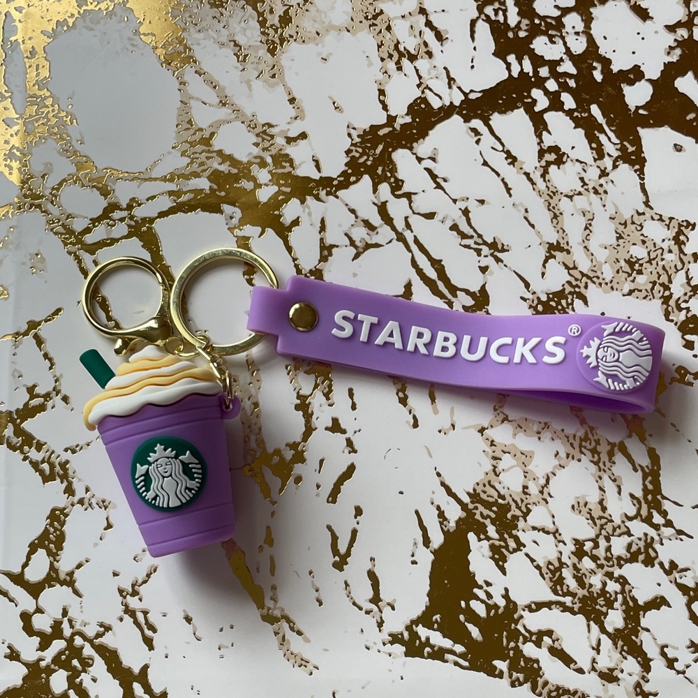 Lavender Keychain with Coffee Cup Charm